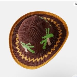 Free People Brown and Yellow Crochet Hat